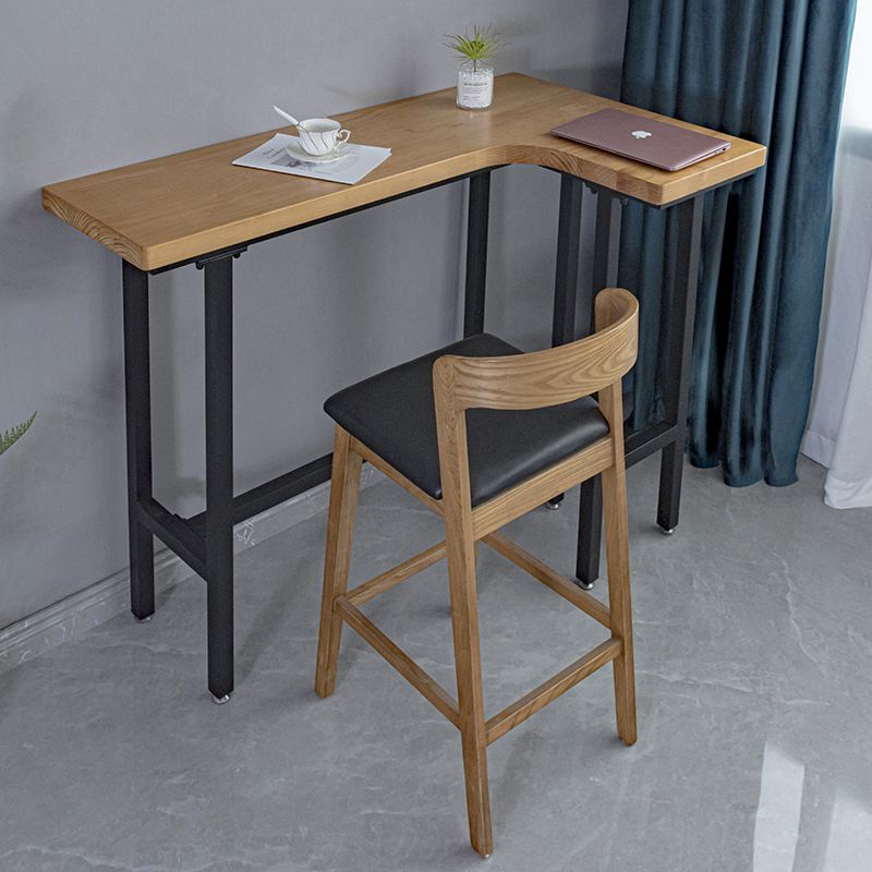 Industrial Black Iron Bar Table Wood Specialty Top 41.3"H Bistro Table for Living Room Clearhalo 'Bar Furniture' 'Bar Tables' 'bar_tables' 'furn' 'furn_bar_tables' 'Furniture' 'furniture_bar_tables' 'Kitchen & Dining Furniture' 1200x1200_efee6ccd-0bfb-4114-9c23-698ac288a259