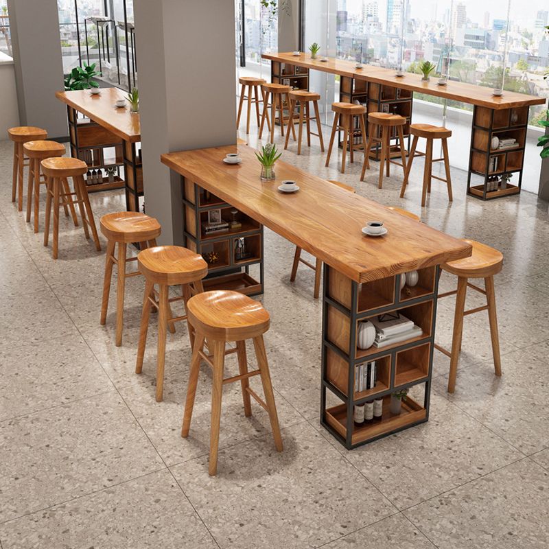 Contemporary Rectangle Bar Table Set 1/2/4/7 Pcs Solid Wood Bar Table and Bar Stools Clearhalo 'Bar Furniture' 'furn' 'furn_home_bar_bar_sets' 'Furniture' 'Home Bars & Bar Sets' 'home_bar_bar_sets' 'Kitchen & Dining Furniture' 1200x1200_efeec363-edc5-4d1e-be90-7ef0fdfdbc5f