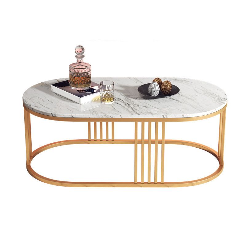 White Marble Top Coffee Table Gold Frame Coffee Cocktail Table Clearhalo 'Coffee & Accent Tables' 'Coffee Tables' 'coffee_tables' 'furn' 'furn_coffee_tables' 'Furniture' 'Living Room Furniture' 1200x1200_efef701f-c5c9-4017-ac58-84ec8ee16400