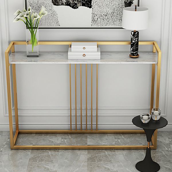 Glam Accent Table Marble Top Golden Sofa Console Table for Hall Clearhalo 'Console Tables' 'console_tables' 'Entry & Mudroom Furniture' 'furn' 'furn_console_tables' 'Furniture' 1200x1200_efef9bb3-032f-4b08-83f9-d4273b7e8a56