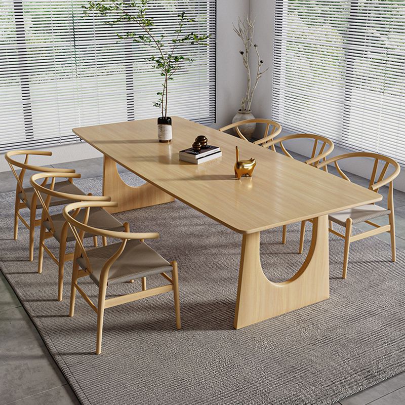 Modern 1/2/4/7 Pieces Dining Set Rectangle Pine Wood Dining Table for Dining Room