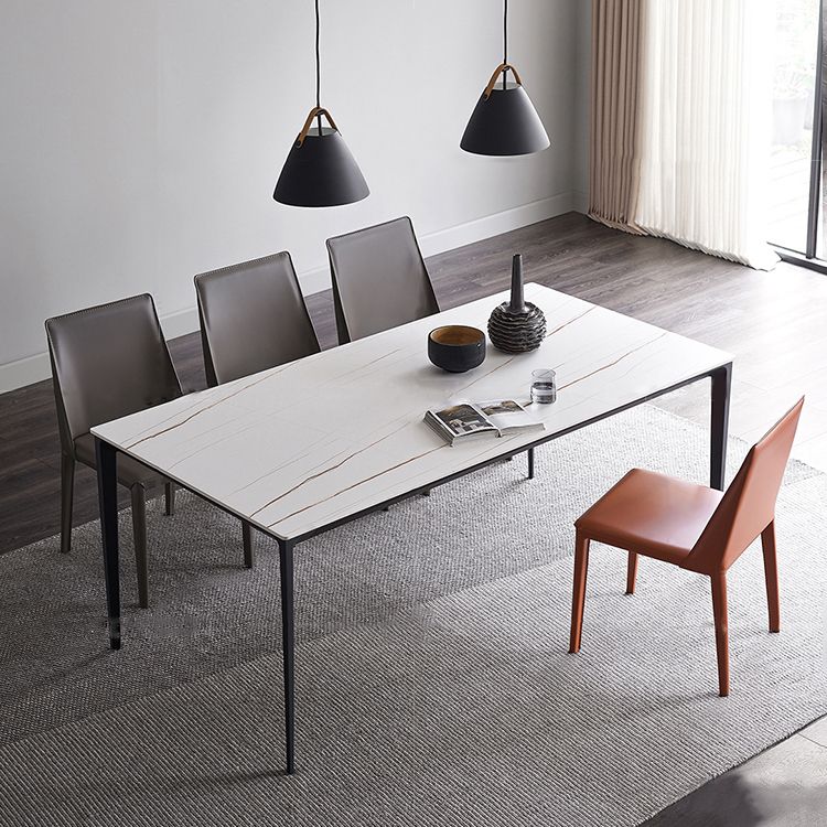 Industrial Style Sintered Stone Dining Table Rectangle Shape Table with 4 Legs Base Clearhalo ' dining_table' 'Dining Tables & Seating' 'Dining Tables' 'Furniture' 'furniture_dining_table' 'Kitchen & Dining Furniture' 'kitchen&dining_furn' 'kitchen' 'kitchen_dining_table' 1200x1200_eff19d48-3e0d-48f5-b9c4-61113cf53fc2