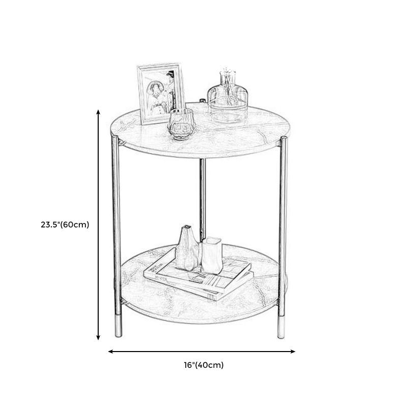 Tavolo da roccia in stile moderno Base in acciaio in metallo con laterale di spazio di archiviazione circolare