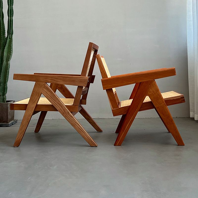 Woven Back Lounge Chair Solid Wood Arms Included Chair with Cushion Clearhalo 'Accent Chairs' 'accent_chairs' 'Chairs & Seating' 'furn' 'furn_accent_chairs' 'Furniture' 'Living Room Furniture' 1200x1200_eff38bac-a8e3-40d2-8410-0b31e6aa0eaf