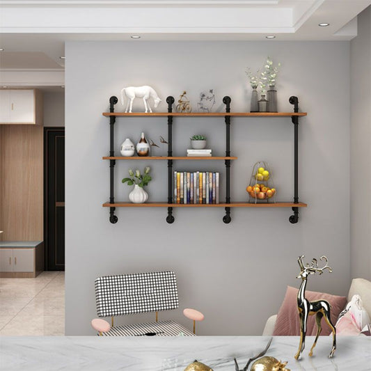 Industrieel gemanipuleerde houten boekenkast gesloten achterste boekenplank