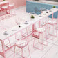 White and Pink Cocktail Bar Table Glam Trestle Indoor Bistro Accent Dining Table