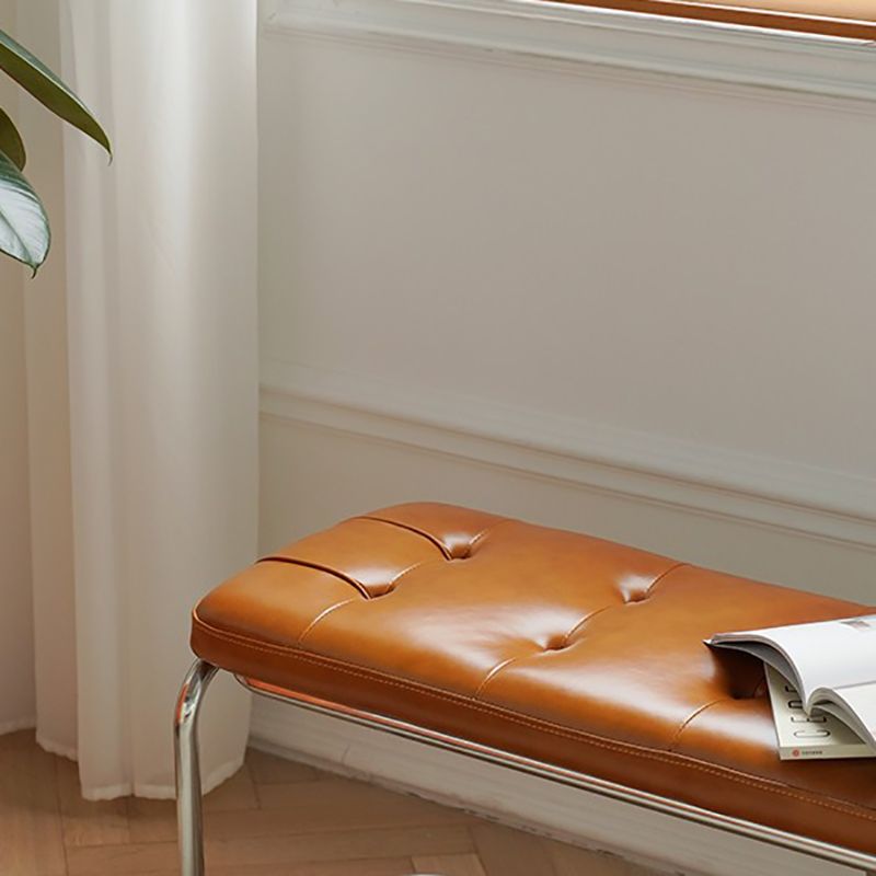 Rectangle 13.8" Wide Brown Bench Cushioned Upholstered Entryway Bench Clearhalo 'Benches' 'Chairs & Seating' 'furn' 'furn_benches' 'Furniture' 'Living Room Furniture' 1200x1200_eff79b9d-d65c-4e76-a22f-4b850a974077