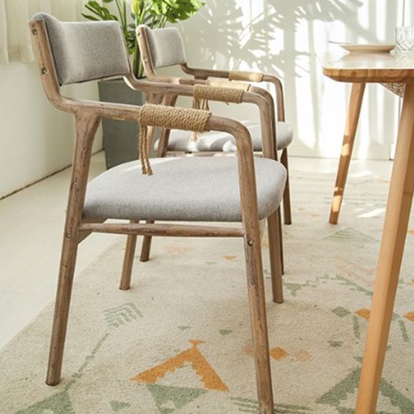 Country Style Dining Arm Chairs Indoor Linen Upholstered Open Back Armchair Clearhalo ' kitchen&dining_furn' 'Dining Chairs' 'Dining Tables & Seating' 'dining_chair' 'furn' 'furn_dining_chair' 'Furniture' 'furniture_dining_chair' 'Kitchen & Dining Furniture' 'kitchen' 1200x1200_eff935f6-dbf9-4591-ad26-eeb040257d71