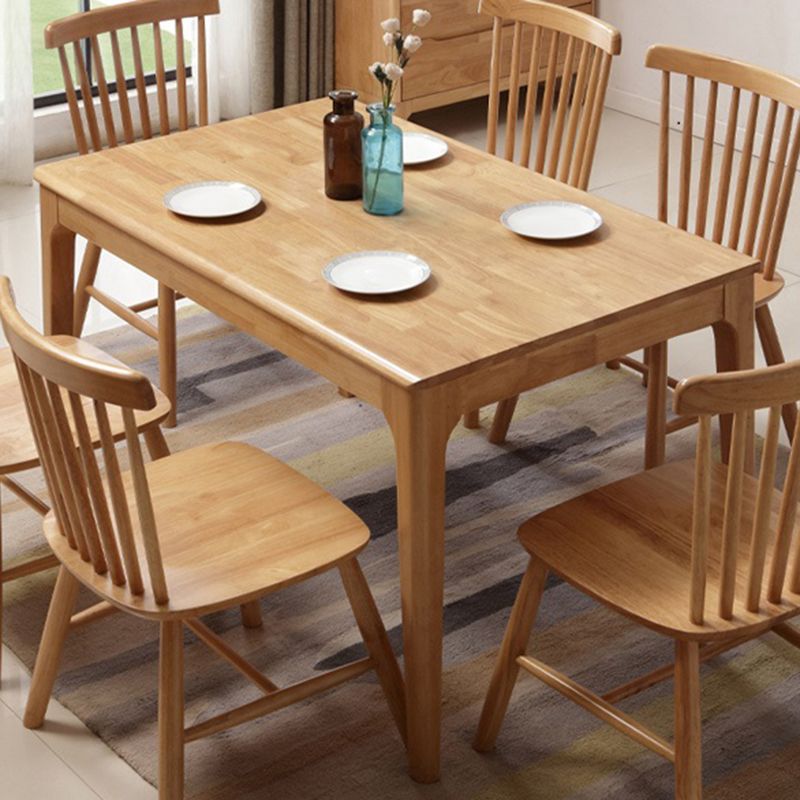 Contemporary Rectangle Dining Table Rubberwood Solid Wood Table with 4 Legs Clearhalo ' dining_table' 'Dining Tables & Seating' 'Dining Tables' 'furn' 'furn_dining_table' 'Furniture' 'furniture_dining_table' 'Kitchen & Dining Furniture' 'kitchen&dining_furn' 'kitchen' 'kitchen_dining_table' 1200x1200_effaff10-6ff9-4983-8fd5-2d2000ff5309