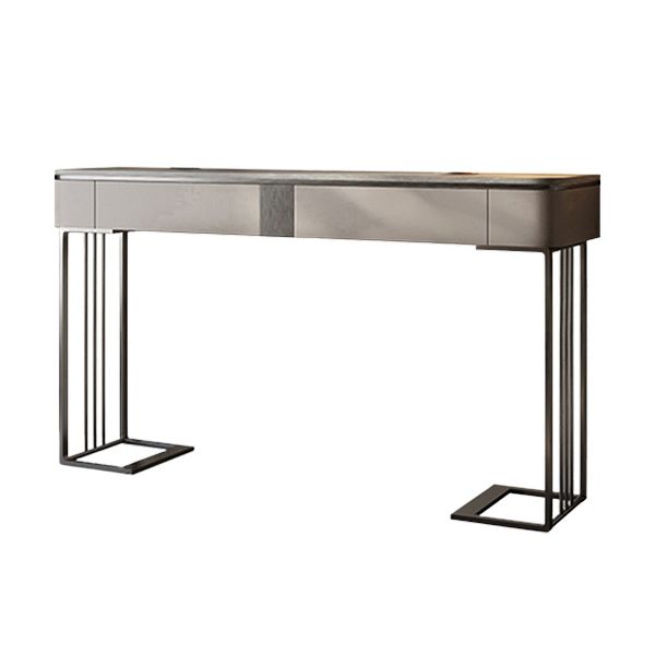 Modern Accent Table Half Moon Shape Stone Console Table for Hall , 14 inch Wide