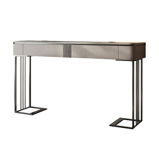 Modern Accent Table Half Moon Shape Stone Console Table for Hall , 14 inch Wide