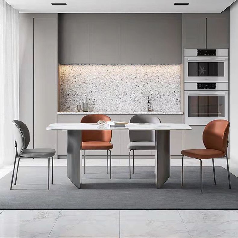 Contemporary Home Side Chair Wingback Metal Legs Upholstered Dining Room Chair Clearhalo ' kitchen&dining_furn' 'Dining Chairs' 'Dining Tables & Seating' 'dining_chair' 'furn' 'furn_dining_chair' 'Furniture' 'furniture_dining_chair' 'Kitchen & Dining Furniture' 'kitchen' 1200x1200_effdeafc-81ca-4c7c-bb96-31baefa5f163