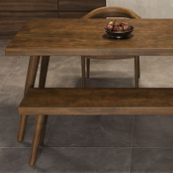 Mesa de comedor estilo simplicidad, mesa de comedor rectangular de madera maciza, color marrón
