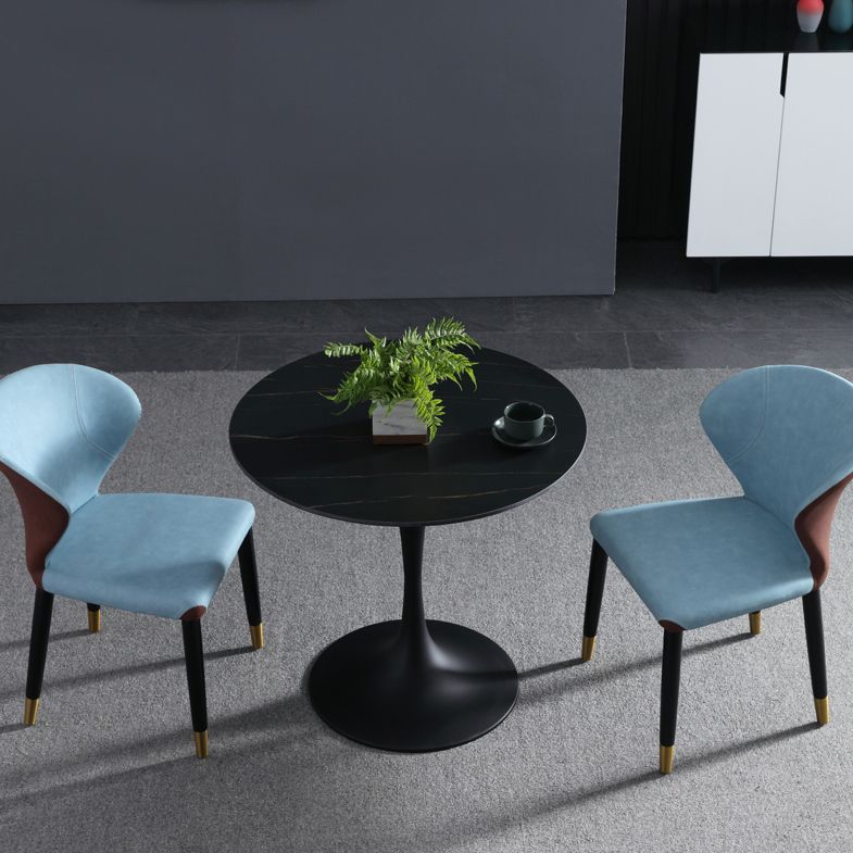 Contemporary Style Sintered Stone Dining Table Metallic Tulip Base Round Table for Home Clearhalo ' dining_table' 'Dining Tables & Seating' 'Dining Tables' 'furn' 'furn_dining_table' 'Furniture' 'furniture_dining_table' 'Kitchen & Dining Furniture' 'kitchen&dining_furn' 'kitchen' 'kitchen_dining_table' 1200x1200_efff7b31-3afb-44b5-b68e-3f4cbdd93424