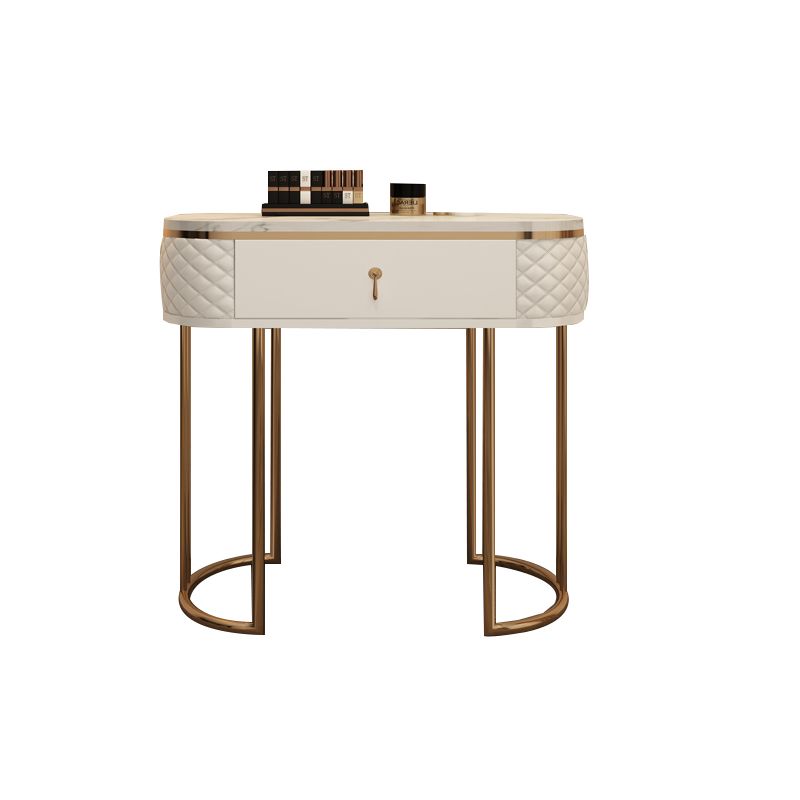 Luxurious Metal Make-up Vanity Stone Top Dressing Table Stool Set with Lighted Mirror