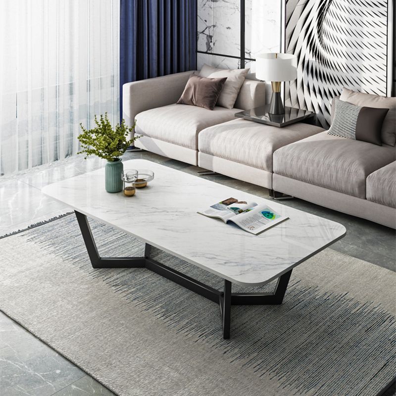 Tavolino da caffè in ardesia rettangolare da 16,5 "H glam tavolino in metallo tavolino da cocktail