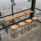 Industrial Metal Base Bar Table Black Iron Solid Wood Pub Table for Patio Clearhalo 'Bar Furniture' 'Bar Tables' 'bar_tables' 'furn' 'furn_bar_tables' 'Furniture' 'Kitchen & Dining Furniture' 1200x1200_f001d2f8-593a-4906-b7ba-998817de8541
