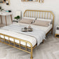 Metal Open-Frame Bed Scooped Solid Color Slat Bed with Custom Gold Leg Clearhalo 'Bedroom Furniture' 'Beds' 'furn' 'furn_beds' 'Furniture' 1200x1200_f00214db-0eb4-4304-a0ad-8d8105c05b77