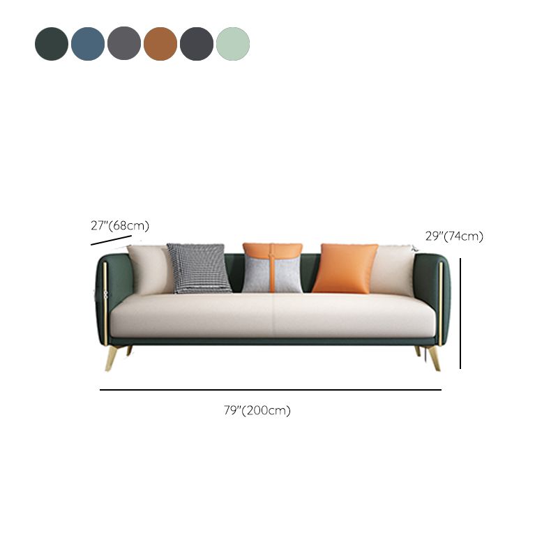 Glam Square Arm Sofa 29.13" High Faux Leather Sofa Stain Resistant