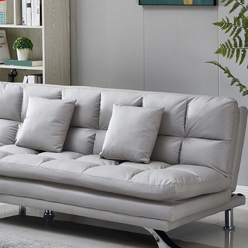 Contemporary Faux Leather Biscuit Back Armless Sofa For Living Room