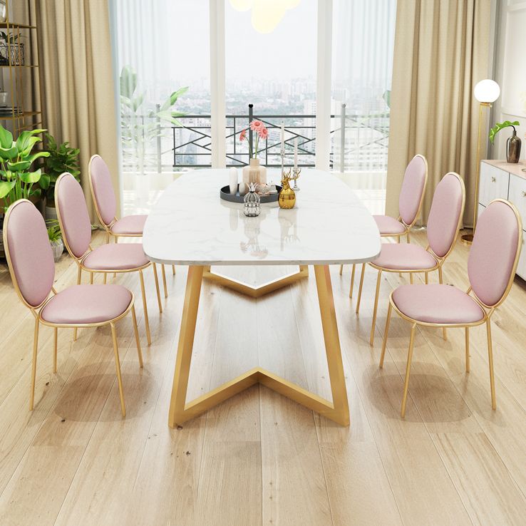 Metal Traditional Luxury Rectangle Indoor Table Sintered Stone Top Table with Sled Base Clearhalo ' dining_table' 'Dining Tables & Seating' 'Dining Tables' 'furn' 'furn_dining_table' 'Furniture' 'furniture_dining_table' 'Kitchen & Dining Furniture' 'kitchen&dining_furn' 'kitchen' 'kitchen_dining_table' 1200x1200_f007cfd1-e837-444b-bd5c-22af1fcc38f2