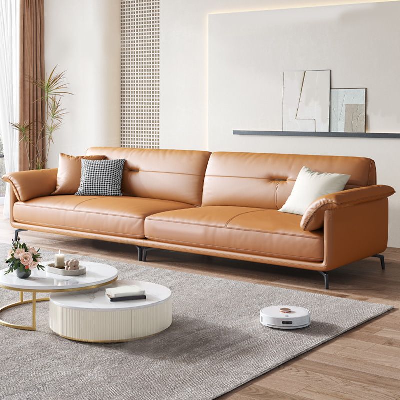 Sofa de canapé en cuir en cuir en cuir en cuir en housse de style nordique en orange pour l'appartement