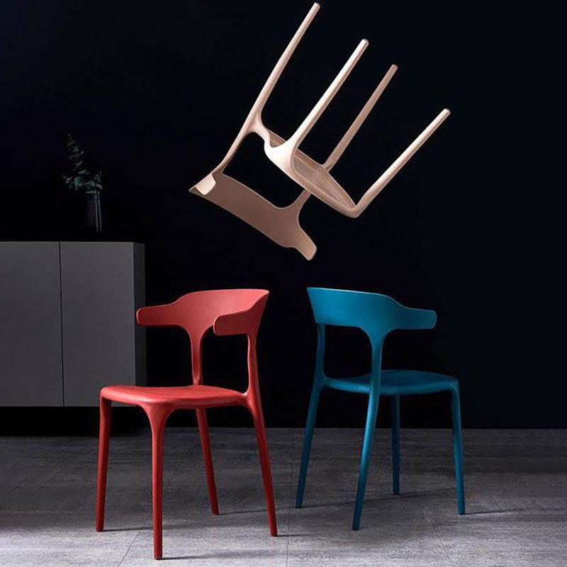 Contemporary Stackable Chairs Dining Open Back Arm Chairs with Plastic Legs Clearhalo 'Dining Chairs' 'Dining Tables & Seating' 'dining_chair' 'furn' 'furn_dining_chair' 'Furniture' 'furniture_dining_chair' 'Kitchen & Dining Furniture' 1200x1200_f0098445-9ba2-4ea8-9b51-62d17ed2485e