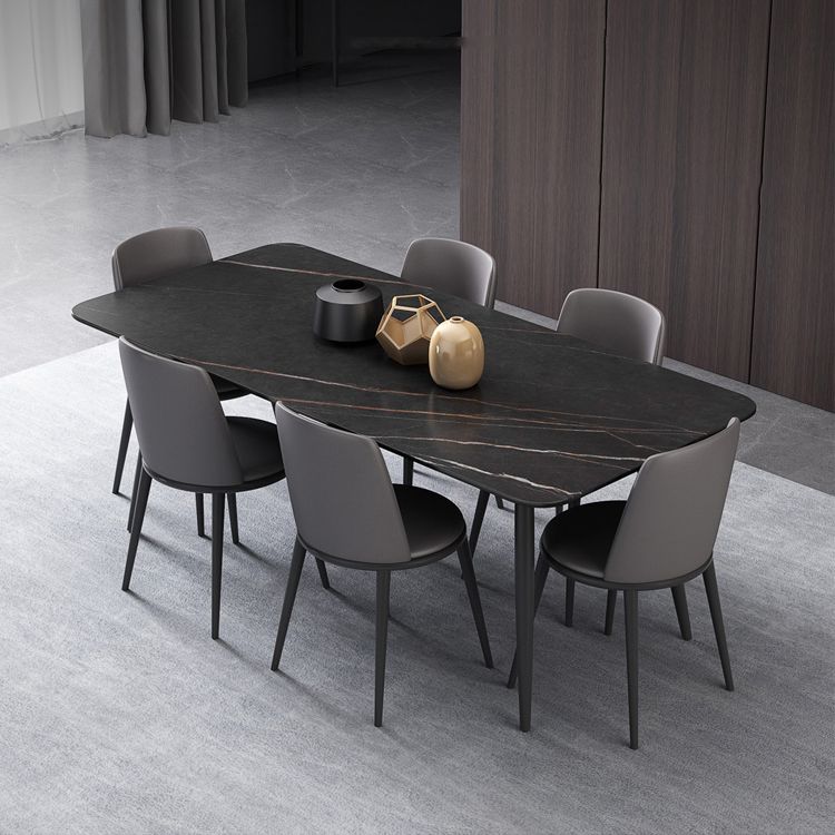 Modern 1/4/6/7 Pieces Black Dining Table Set with Sintered Stone Top Rectangle Dinette Set Clearhalo 'Dining Room Sets' 'Dining Tables & Seating' 'dining_room_set' 'furn' 'furn_dining_room_set' 'Furniture' 'furniture_dining_room_set' 'Kitchen & Dining Furniture' 'kitchen&dining_furn' 'kitchen' 1200x1200_f00a0f50-888f-494e-9b1e-72e12a547bda