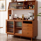 Moderne Poplar Dining Hutch Glass Deuren Display Cabinet met deuren voor eetkamer