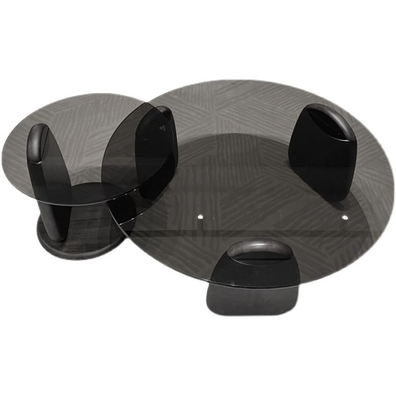 3 Legs Coffee Cocktail Table with Round Glass Top Contemporary Clearhalo 'Coffee & Accent Tables' 'Coffee Tables' 'coffee_tables' 'furn' 'furn_coffee_tables' 'Furniture' 'Living Room Furniture' 1200x1200_f00fc785-7d1a-411d-a33e-3057f7a939bc