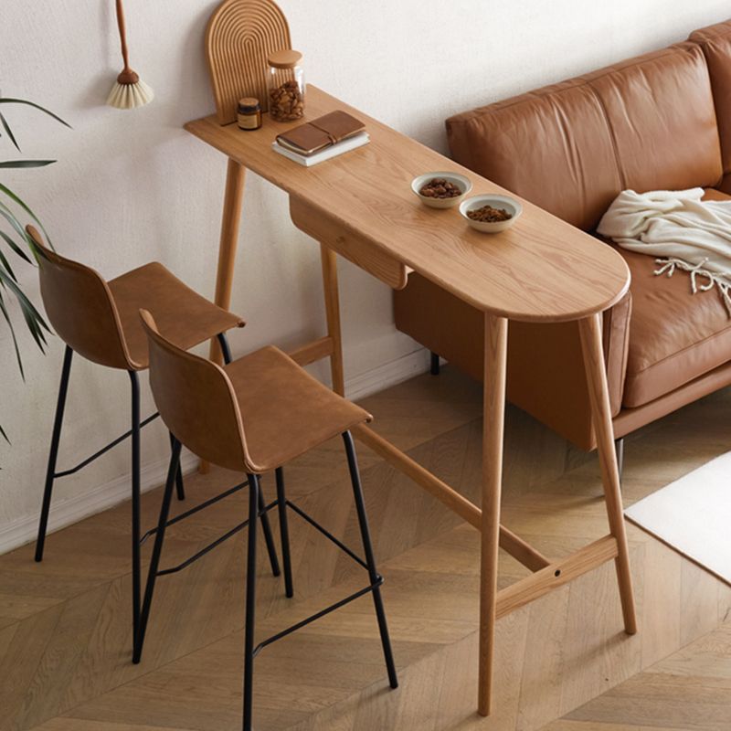 Trestle Base Bar Table Set 1/3 Pcs Oak Solid Wood Bar Table and Stools Clearhalo 'Bar Furniture' 'furn' 'furn_home_bar_bar_sets' 'Furniture' 'Home Bars & Bar Sets' 'home_bar_bar_sets' 'Kitchen & Dining Furniture' 1200x1200_f00feb52-d7d4-41ba-91d5-ba4e1cb609f7