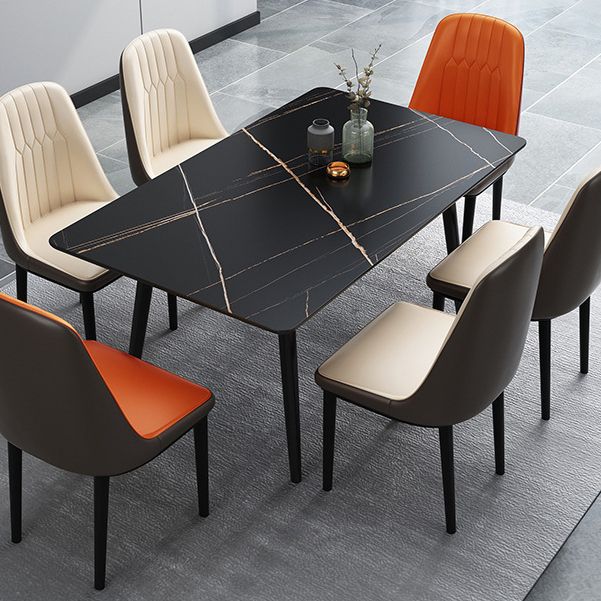 Dining Room Contemporary Sintered Stone Dining Table Rectangular Table with Metallic Base Clearhalo ' dining_table' 'Dining Tables & Seating' 'Dining Tables' 'furn' 'furn_dining_table' 'Furniture' 'furniture_dining_table' 'Kitchen & Dining Furniture' 'kitchen&dining_furn' 'kitchen' 'kitchen_dining_table' 1200x1200_f0102c2e-873b-4cd9-8160-62eb1f7ab1d2