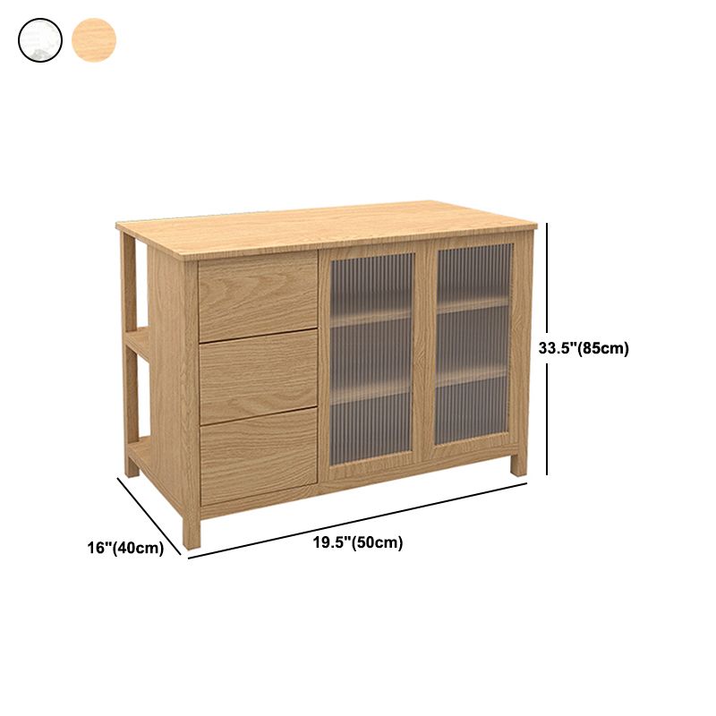 Traditional Stationary Kitchen Island Set Wood Rectangular Island Table for Home Use