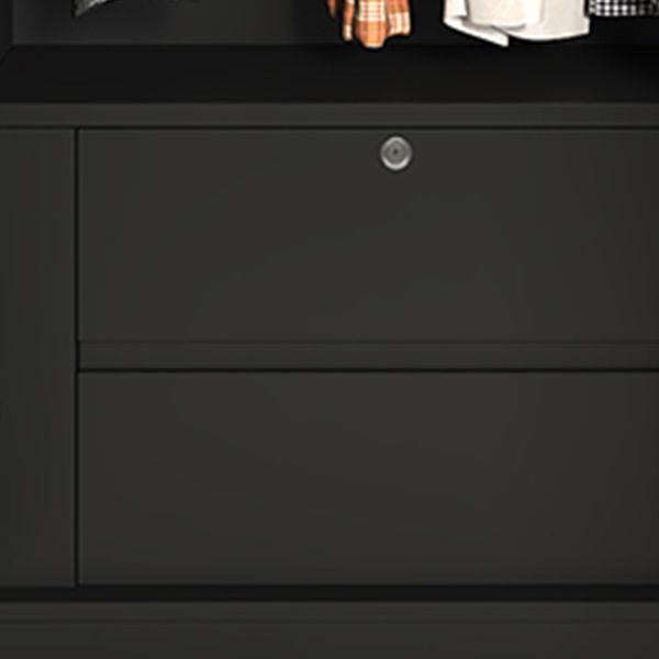 Modern Glass Doors Wardrobe Cabinet Black Bedroom Storage Cabinet