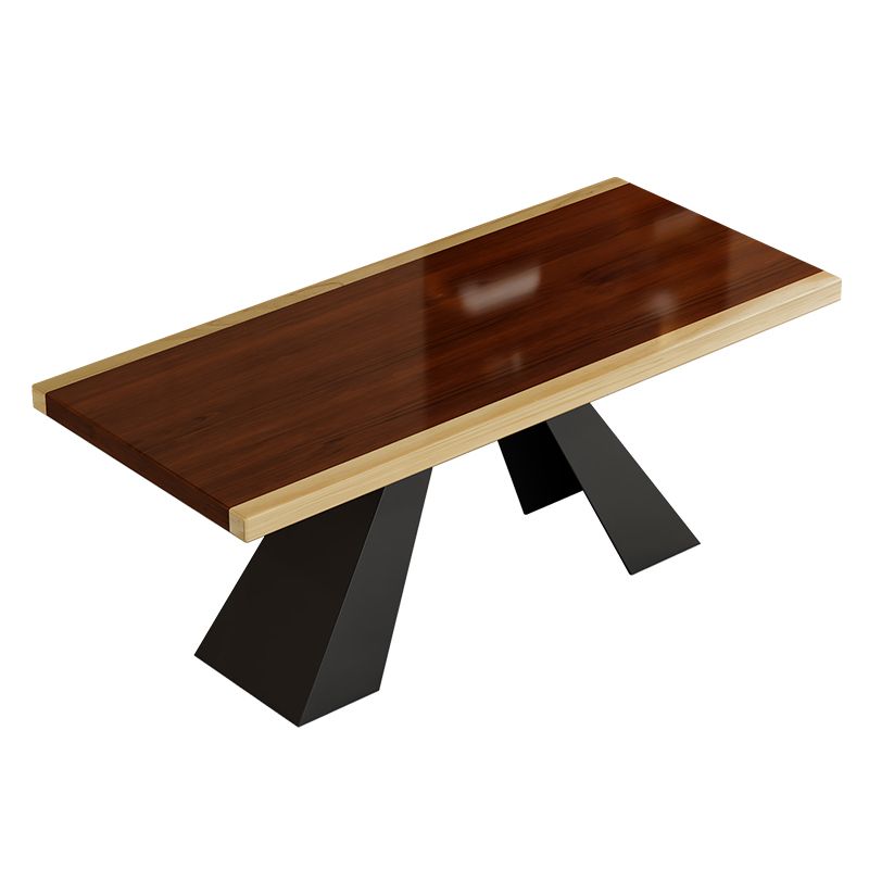 Modern Style Dining Table Solid Wood Rectangle Table with Black Base Clearhalo 'Dining Tables & Seating' 'Dining Tables' 'dining_table' 'furn' 'furn_dining_table' 'Furniture' 'Kitchen & Dining Furniture' 1200x1200_f015194e-bb96-4f3c-8133-2322f39dcc36