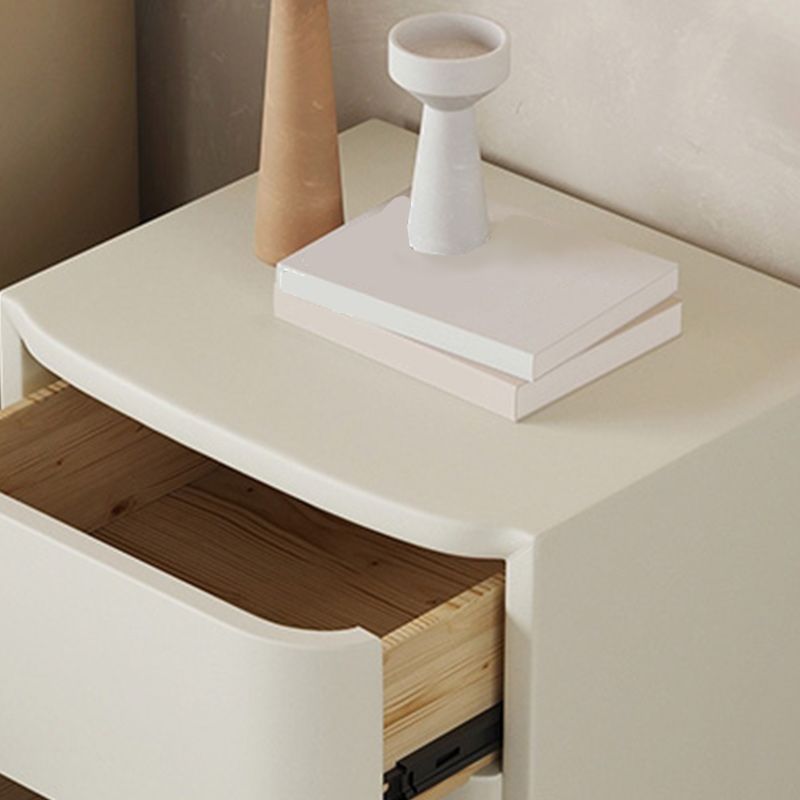 18" Tall 2- Drawer Wood Nightstand Contemporary Leather Bedside Cabinet