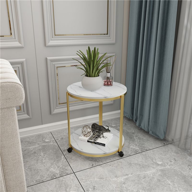 21.65 "スレートラウンドサイドエンドテーブル鉄3脚サイドテーブル付き棚