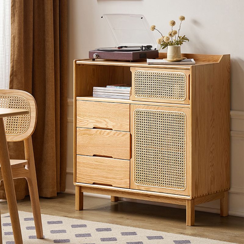 Solid Wood Dining Server Modern Style Rattan Door met 3 laden