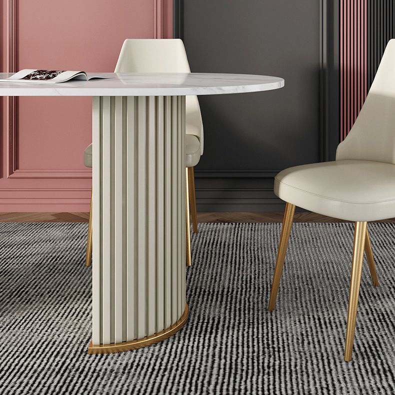 Glam Style Oval Table Sintered Stone Table with Metal Legs for Home Clearhalo 'Dining Tables & Seating' 'Dining Tables' 'dining_table' 'furn' 'furn_dining_table' 'Furniture' 'Kitchen & Dining Furniture' 1200x1200_f01ab98a-900c-4535-909e-ae126fee196c
