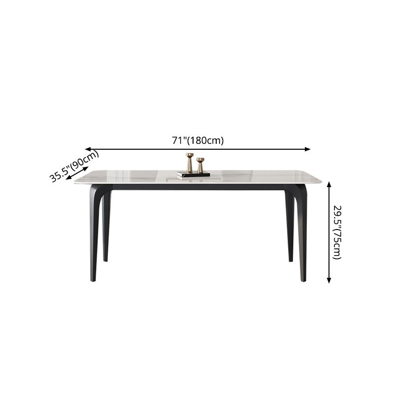 Rectangle 4 Legs Mid-Century Table White Tone Fixed Table of Sintered Stone Clearhalo ' dining_table' 'Dining Tables & Seating' 'Dining Tables' 'furn' 'furn_dining_table' 'Furniture' 'furniture_dining_table' 'Kitchen & Dining Furniture' 'kitchen&dining_furn' 'kitchen' 'kitchen_dining_table' 1200x1200_f01afe66-ded3-43fb-b987-36c029d9a6a7