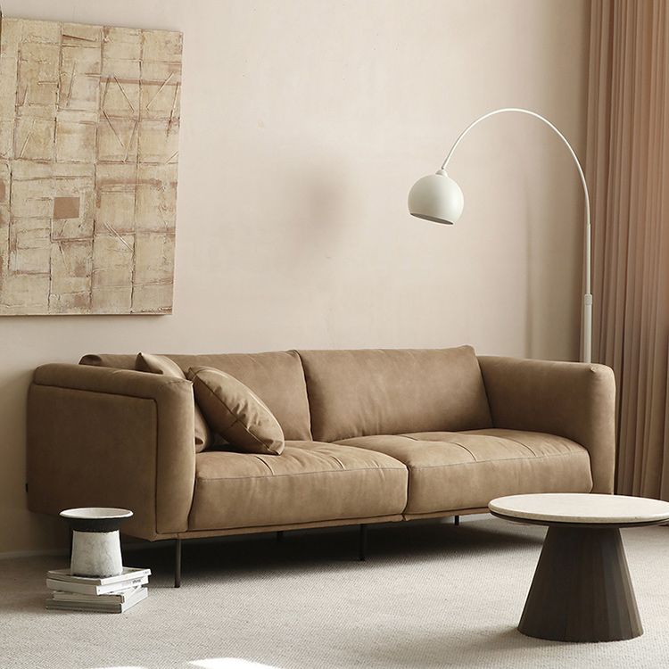 Tufted Modern Faux Leather Sofa Tuxedo Arm Cushions Sofa - 31.5" H