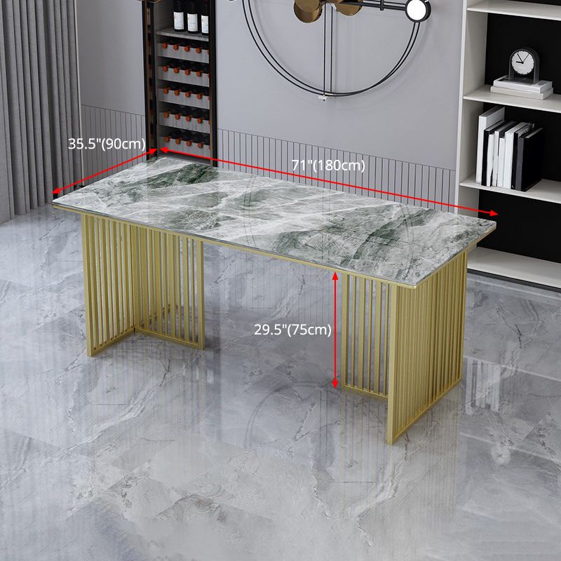 Rectangle Sintered Stone Dining Table Traditional Luxury Dining Table with Gold Frame Clearhalo ' dining_table' 'Dining Tables & Seating' 'Dining Tables' 'furn' 'furn_dining_table' 'Furniture' 'furniture_dining_table' 'Kitchen & Dining Furniture' 'kitchen&dining_furn' 'kitchen' 'kitchen_dining_table' 1200x1200_f01c72d8-00e6-49a0-b7f3-5a2196a69d94