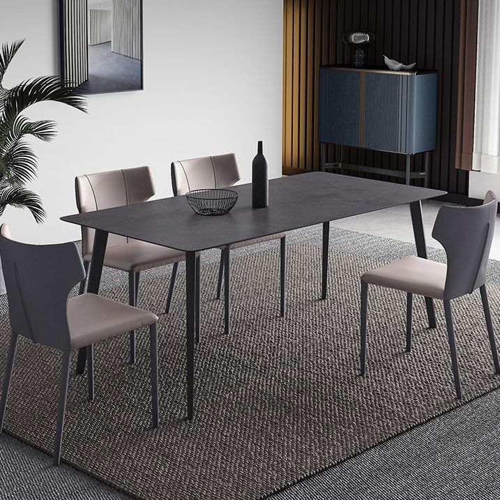 Mesa de comedor negra de piedra sinterizada Mesa de 4 patas industriales para comedor