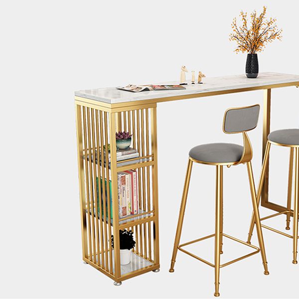 Tavolo da bar in pietra in stile glam a doppio piedistallo tavolo da pranzo per soggiorno