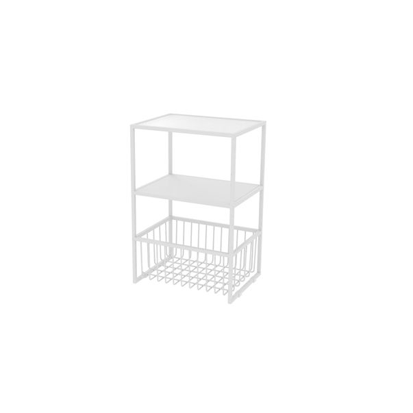 Contemporary Open Storage Nightstand  Metal Night Table with Shelves