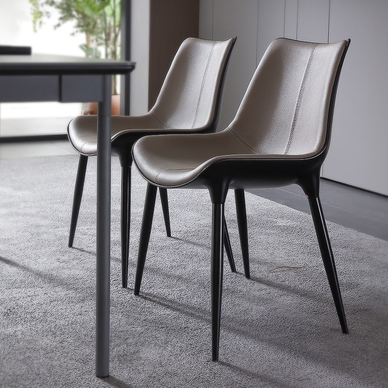 Contemporary Design Leather Dining Side Chair Arm Solid Back Chair for Kitchen Clearhalo ' kitchen&dining_furn' 'Dining Chairs' 'Dining Tables & Seating' 'dining_chair' 'furn' 'furn_dining_chair' 'Furniture' 'furniture_dining_chair' 'Kitchen & Dining Furniture' 'kitchen' 1200x1200_f0229290-9a69-48bf-a5ff-506ead36ffd2