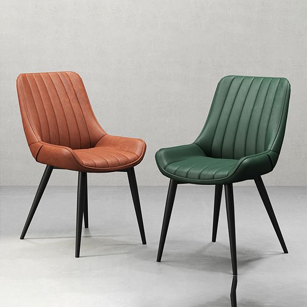 Metalen frame Dining zijstoel faux leer gestoffeerde zijstoel