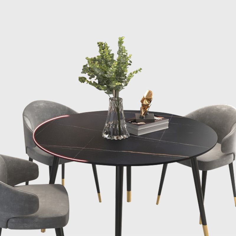 Metal and Slate Table Glam Style Home Living Room Round Dining Table