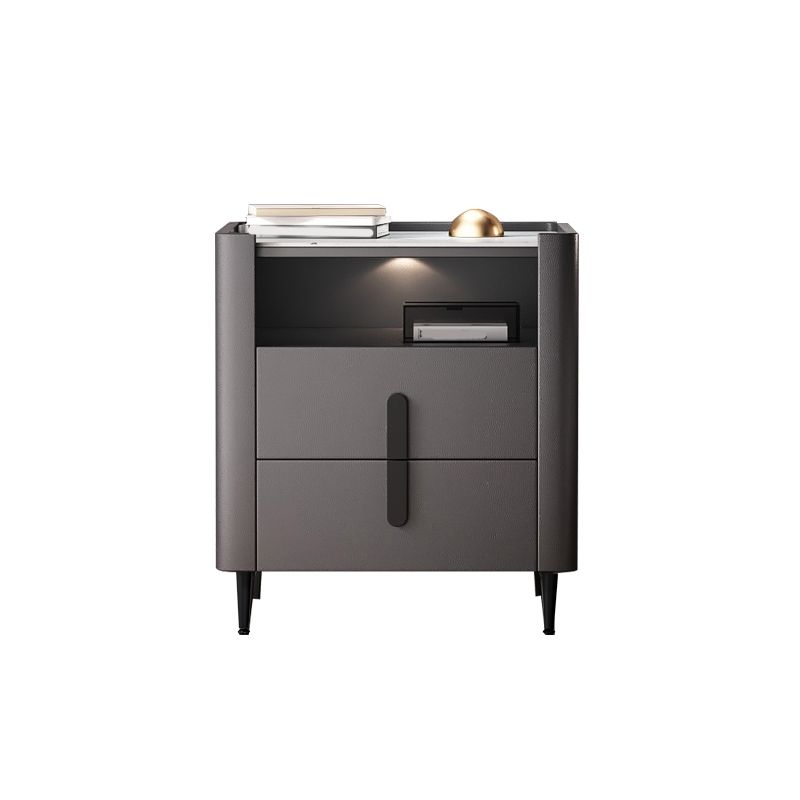 2-drawer Nightstand 21.65" Tall Charging Station Bedside Cabinet Clearhalo 'Bedroom Furniture' 'furn' 'furn_night_stand' 'Furniture' 'night_stand' 'Nightstands' 1200x1200_f026c49d-e924-4d17-989a-497bd68b0bbc