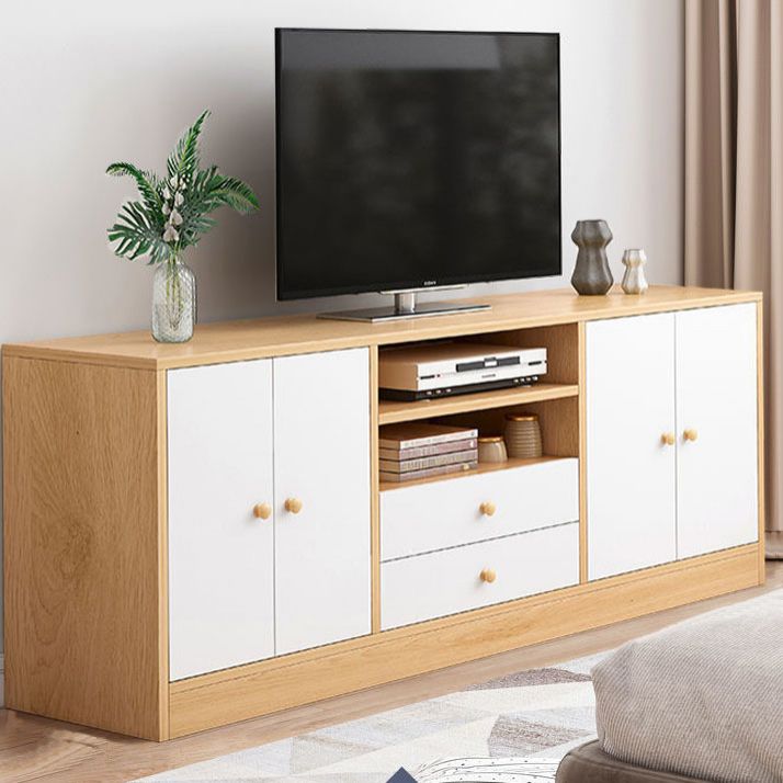 12 "D Consolet de télévision en bois moderne Console ouverte Stand de télévision avec tiroirs et portes